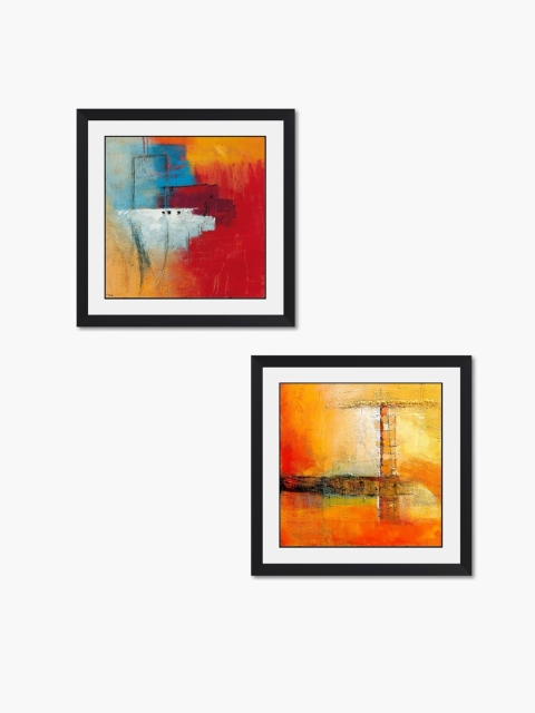 

Home Centre Red & Yellow Set of 2 Corsica Abstract Wall Art Paintings