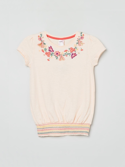 

max Girls Pink Floral Embroidered Blouson Top