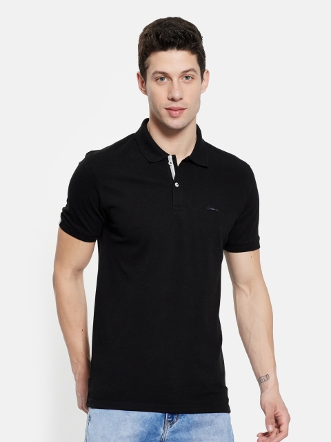 Octave Men Black Polo Collar T-shirt