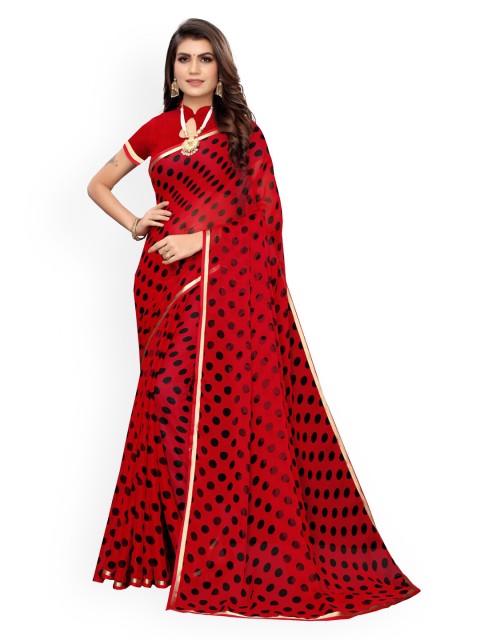 

KALINI Red & Black Chiffon Saree