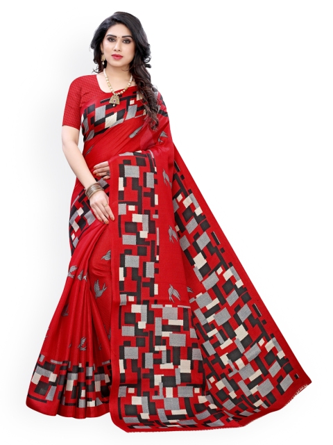 

KALINI Red Silk Blend Khadi Saree