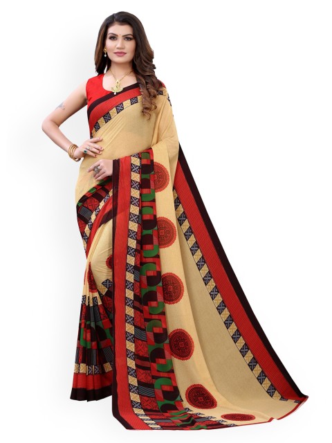 

KALINI Cream Pure Georgette Saree