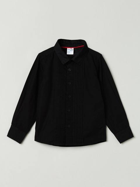 

max Boys Black Regular Fit Solid Casual Shirt