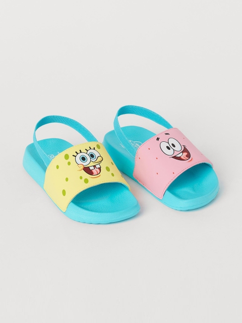 

H&M Girls Turquoise Blue Printed Pool Sliders