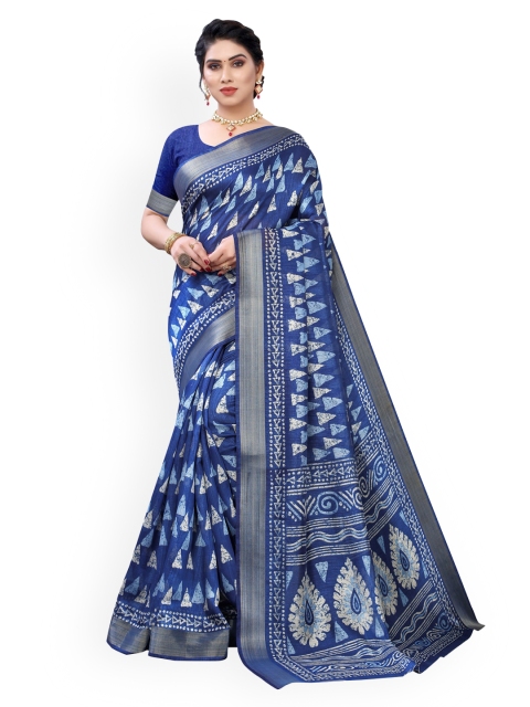 KALINI Blue Ethnic Motifs Poly Cotton Saree
