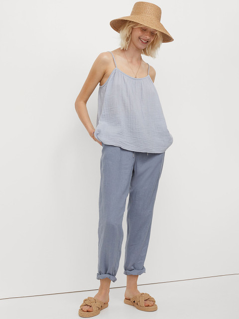 

H&M Women Blue Linen Joggers