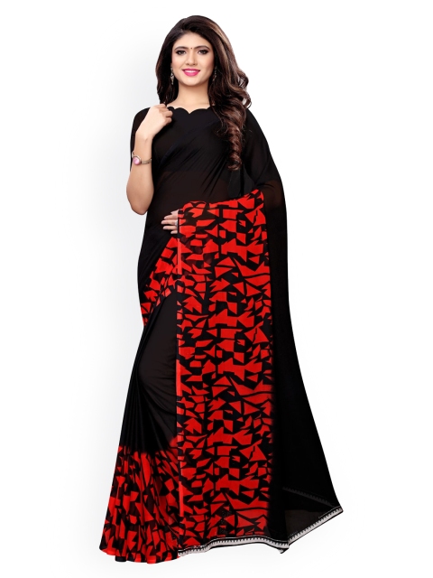 

KALINI Black & Red Pure Georgette Saree