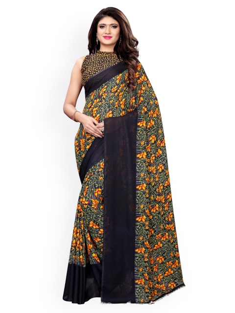 

KALINI Navy Blue Floral Printed Pure Georgette Saree