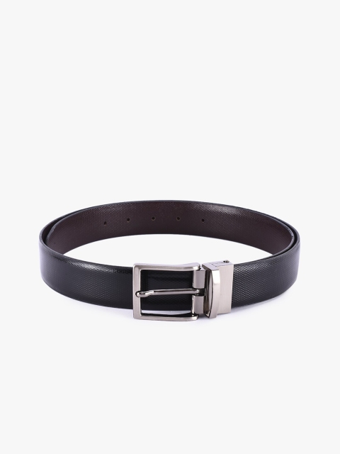 BuckleUp Men Black & Brown Textured Leather Belt