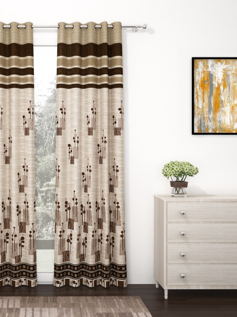 

Story@home Beige Premium Jacquard 350GSM Room Darkening Eyelet Single Door Curtain