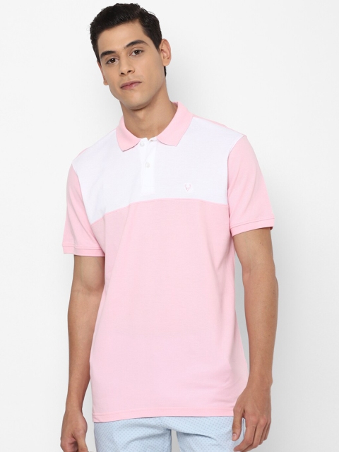 

Allen Solly Men Pink & White Colourblocked Polo Collar T-shirt