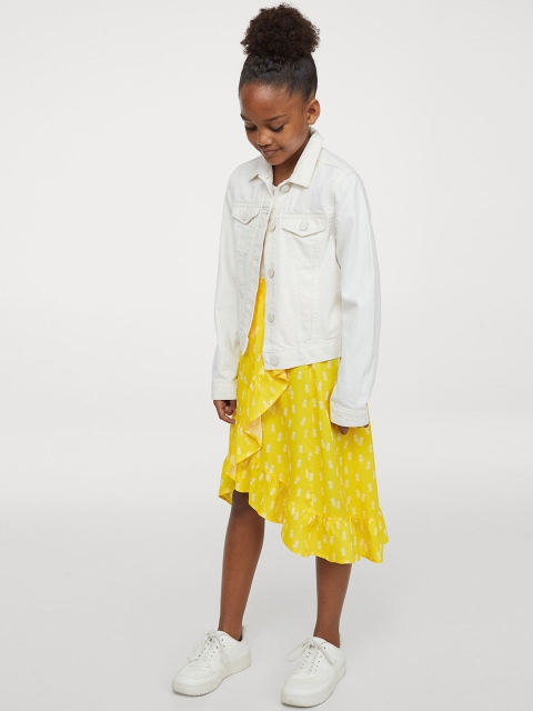 

H&M Girls Yellow Flounce-Trimmed Wrapover Skirt