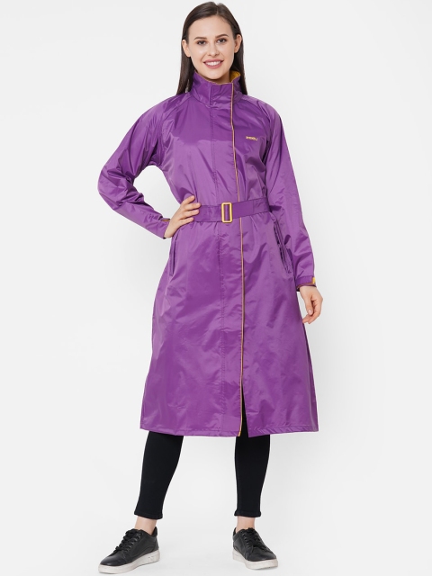 

Zeel Women Purple Solid Knee-Length Rain Jacket