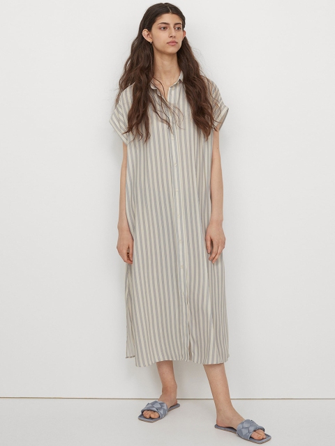 

H&M Woman White Tie-belt shirt dress