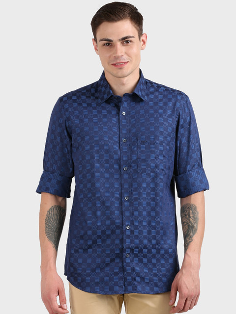 

ColorPlus Men Blue Tailored Fit Printed Casual Shirt