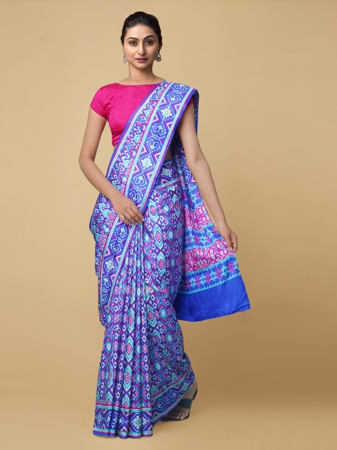 

Unnati Silks Blue Block Print Saree