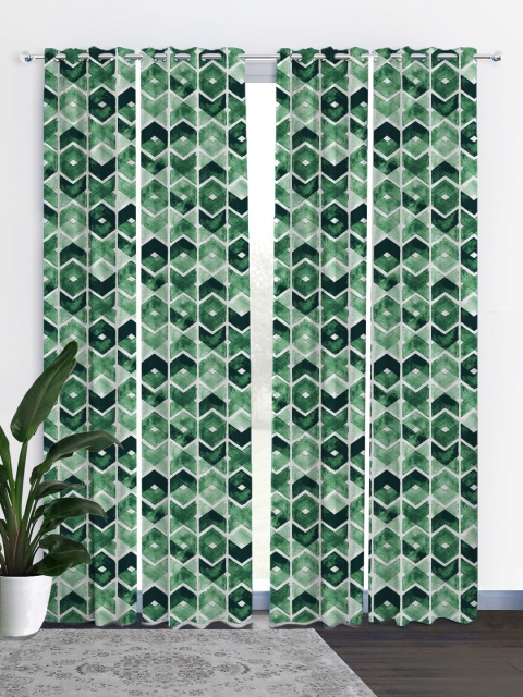 

HOUZZCODE Green & White Set of 4 Door Blackout Curtains