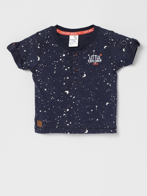 

max Boys Blue Printed Applique T-shirt