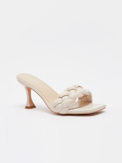 

shoexpress Beige PU Slim Heeled Sandals