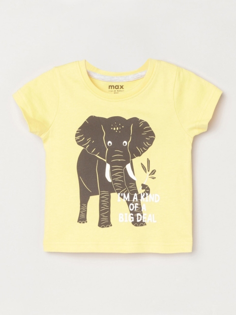 

max Boys Yellow Printed T-shirt