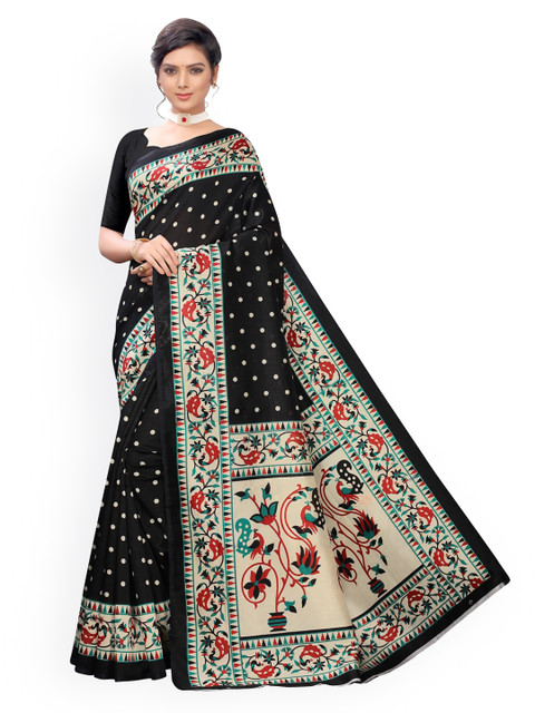 

KALINI Black Printed Poly Silk Saree