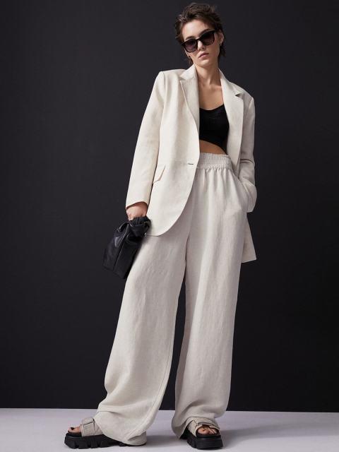 

H&M Women Beige Wide Trousers