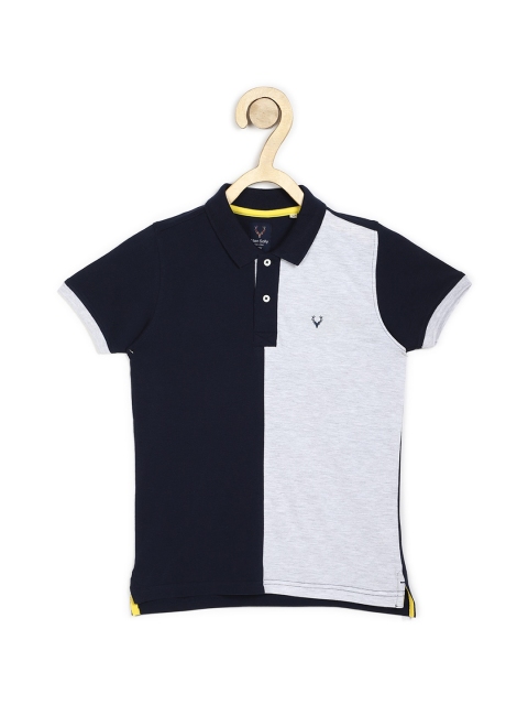 

Allen Solly Junior Boys Navy Blue & Grey Colourblocked Polo Collar Pure Cotton T-shirt