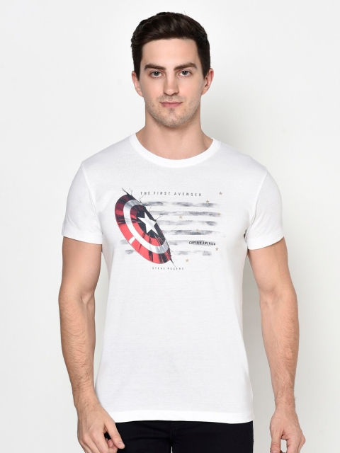 

Octave Men White Typography Printed Applique T-shirt