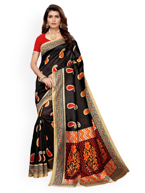 

KALINI Black & Red Ethnic Motifs Poly Silk Saree