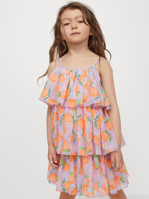 

H&M Girls Purple & Orange Printed Flounced Dress