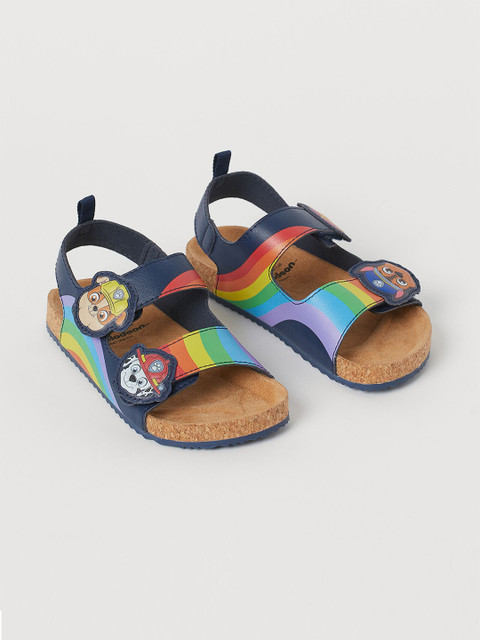 

H&M Girls Navy Blue & Orange Motif-Detail Open Toe Flats