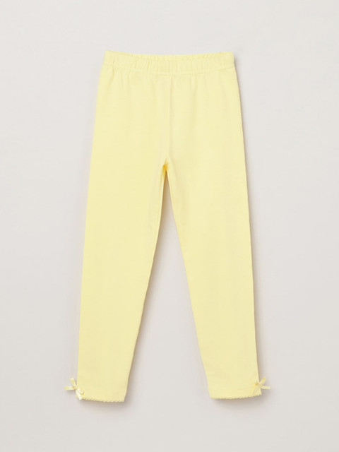

max Girls Yellow Solid Ankle-Length Leggings