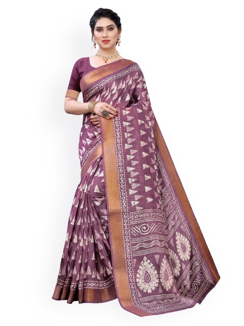 

KALINI Mauve Ethnic Motifs Printed Saree