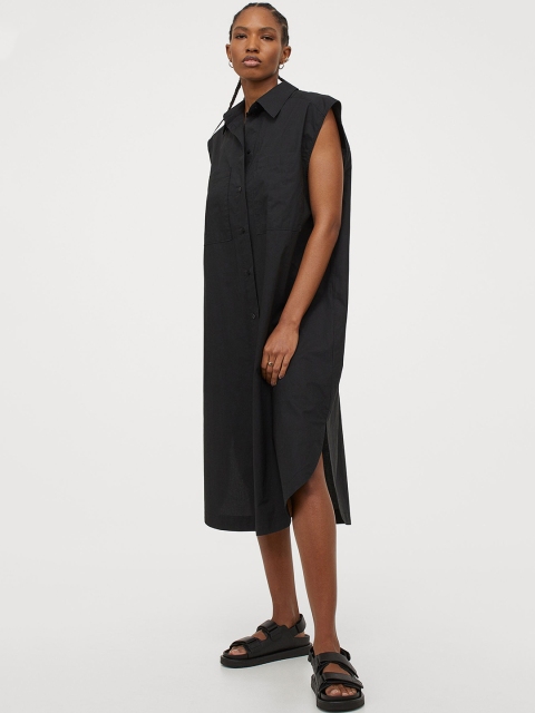 

H&M Black Sleeveless Shirt Dress