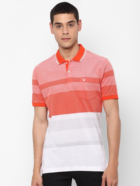 

Allen Solly Men Orange & White Colourblocked Polo Collar T-shirt