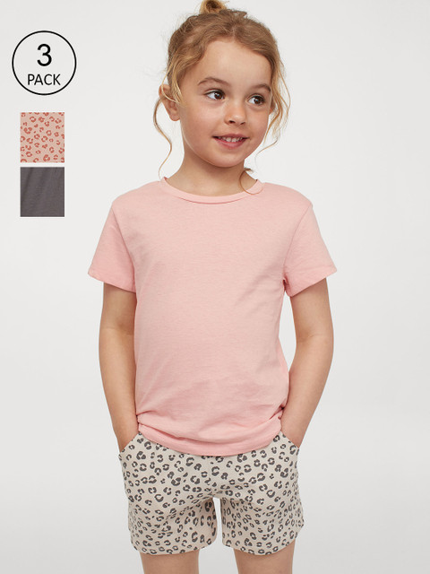 

H&M Girls 3-Pack Pure Cotton Jersey Shorts, Grey