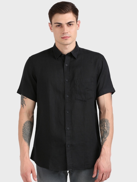 

ColorPlus Men Black Tailored Fit Solid Casual Shirt