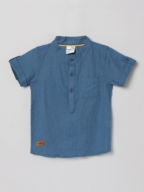 max Boys Blue Regular Fit Solid Casual Shirt