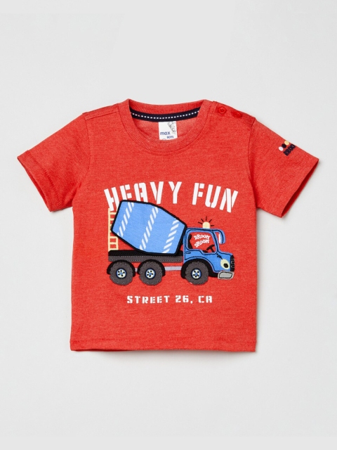 

max Boys Red Printed T-shirt