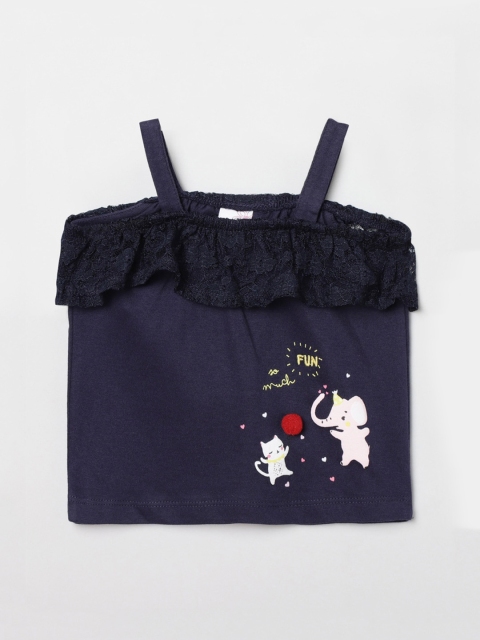 

max Navy Blue Cotton Regular Top
