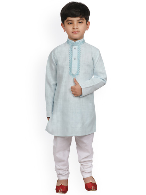 

SG YUVRAJ Boys Turquoise Blue Pure Cotton Kurta with Pyjamas