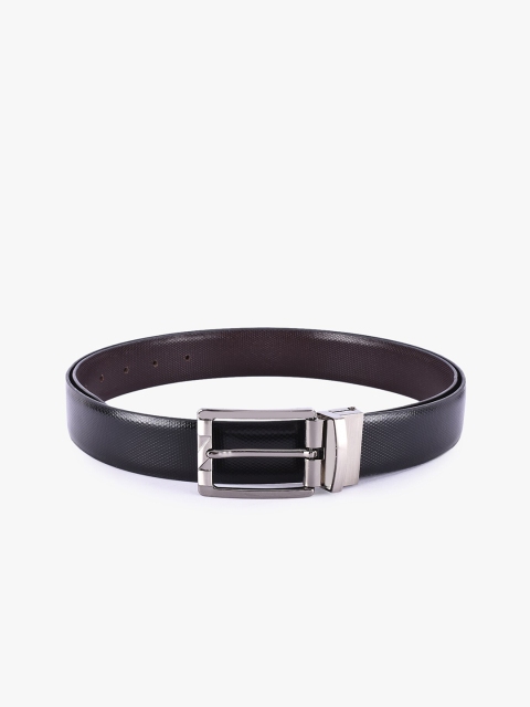 

BuckleUp Men Black & Brown Textured Reversible Leather Belt