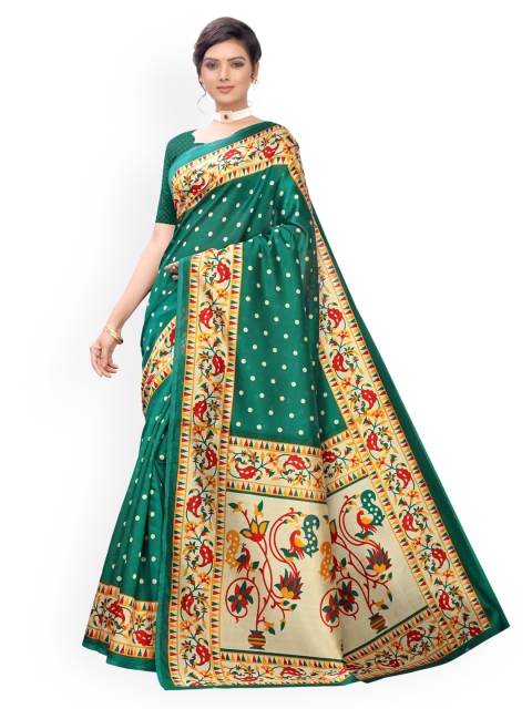 

KALINI Green Printed Poly Silk Saree