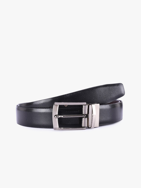 

BuckleUp Men Black & Brown Textured Reversible Leather Belt