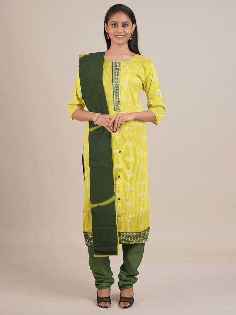 

Pothys Women Yellow Unstiched Chudithar Material