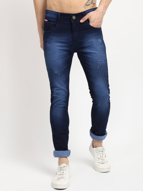 

V2 Value & Variety Men Navy Blue Low Distress Light Fade Jeans