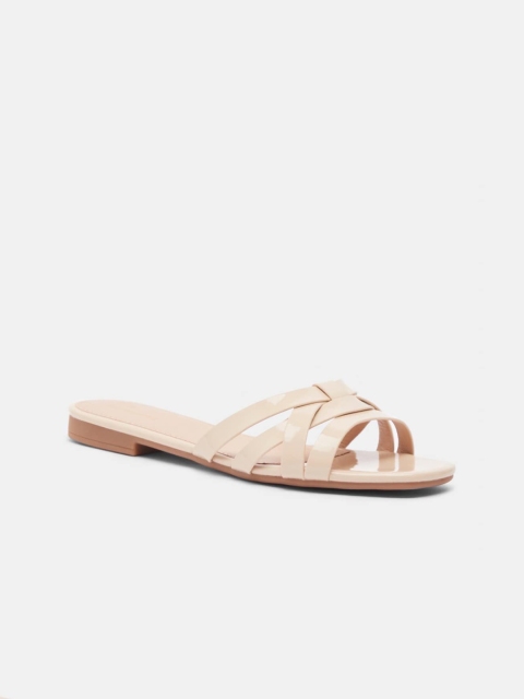 

shoexpress Women Nude Open Toe Flats with Laser Cuts