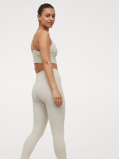 

H&M Women Beige Solid Wrapover-Waist Sports Tights