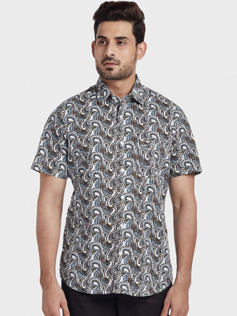 

ColorPlus Men Brown & White Tailored Fit Printed Casual Shirt