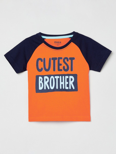 

max Boys Orange Typography Printed T-shirt